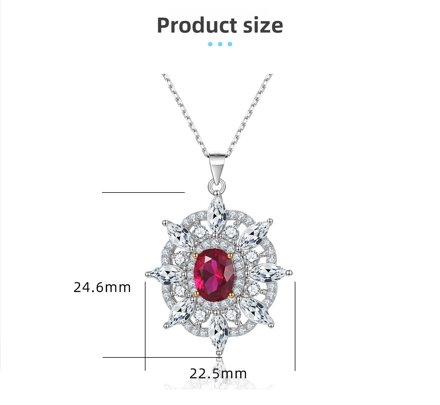 S925 Silver Ruby Zircon Pendant Sunflower Star Necklace Women High-End Clavicle Chain