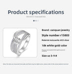S925 Silver Women’s Niche Light Luxury Cross Hollow Moissanite Stackable Design Ring