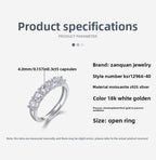 S925 Silver Women’s Moissanite Ring Light Luxury Niche Cross-Border Hot Selling Hand Jewelry