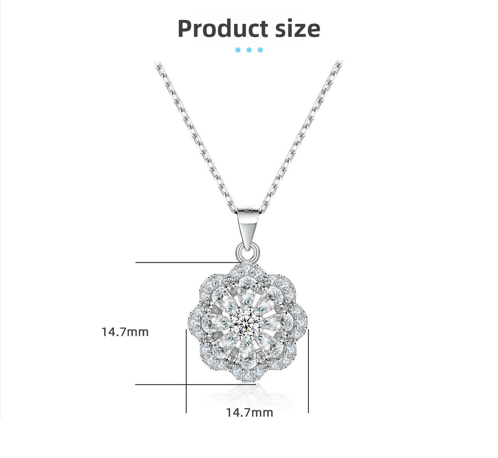 S925 Silver Flower Pendant Necklace Women European American High-End Versatile Design