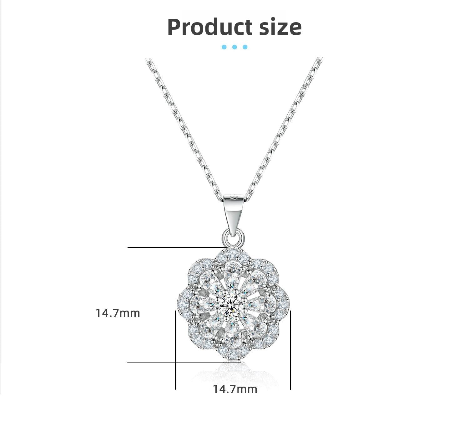 S925 Silver Flower Pendant Necklace Women European American High-End Versatile Design