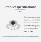 S925 Silver Women’s Moissanite Full Diamond Ring Simple Light Luxury Korean Style Zircon Closed Ring