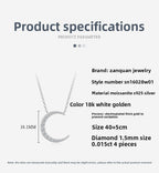 S925 Silver Women’s Moon Moissanite Collarbone Necklace European American Trend Unique Inlaid Design